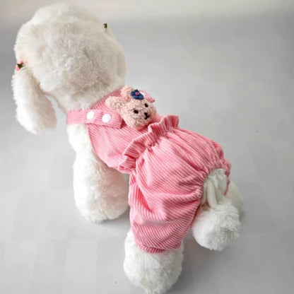 Cute Pink and Yellow Dog Jumpsuit for Chihuahua & Small to Medium Pets - XXL Size