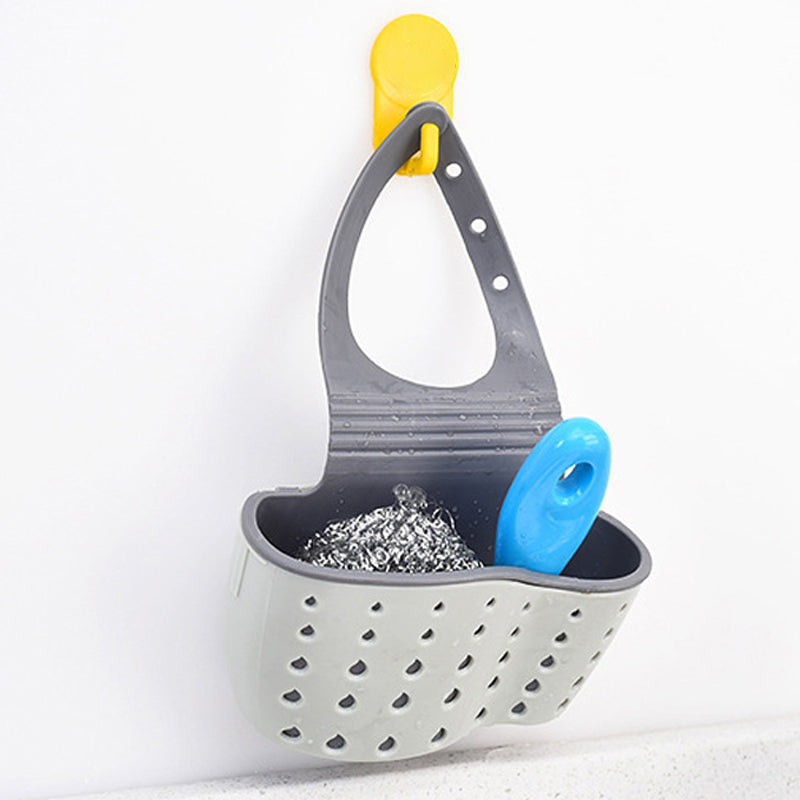 V03GKitchenStorageDrainBasketSoapSpongeHolderKitchenSinkHolderAdjustableSpongeShelfHang