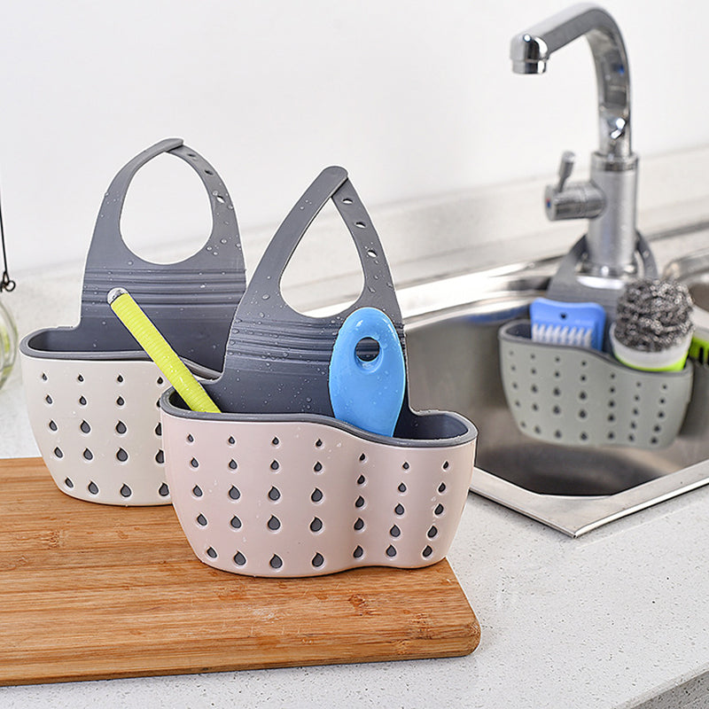 1WZwKitchenStorageDrainBasketSoapSpongeHolderKitchenSinkHolderAdjustableSpongeShelfHang