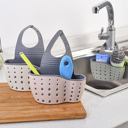 1WZwKitchenStorageDrainBasketSoapSpongeHolderKitchenSinkHolderAdjustableSpongeShelfHang
