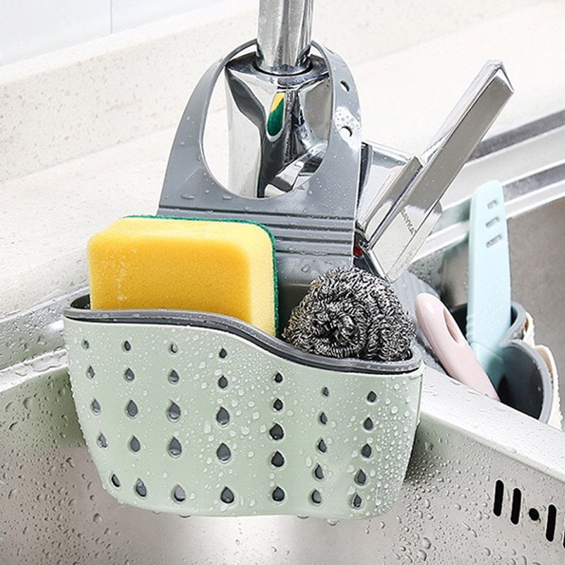 Kitchen Storage Drain Basket Soap Sponge Holder Kitchen Sink Holder Adjustable Sponge Shelf Hanging Drain Basket Kitchen