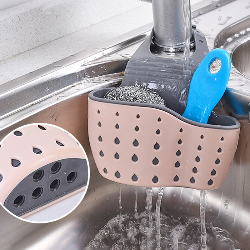 fXWLKitchenStorageDrainBasketSoapSpongeHolderKitchenSinkHolderAdjustableSpongeShelfHang