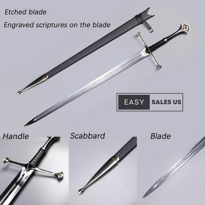 andurilswordofstridercustomengravedswordlotrswordlordoftheringskingaragornrangerswor
