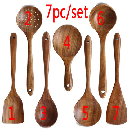oMD917piecessetteaktablewarespoonColanderspoonSpecialnanosoupskimmingCookingspoonWood