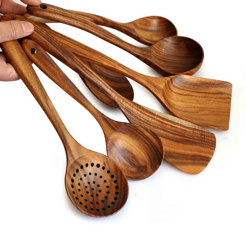 Pw3K17piecessetteaktablewarespoonColanderspoonSpecialnanosoupskimmingCookingspoonWood