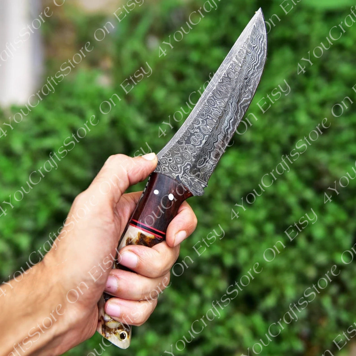 Beautiful Knife , Damascus Steel Hunting Knife With Sheath , Best For Outdoors Adventure, Best Gift For Boyfriend