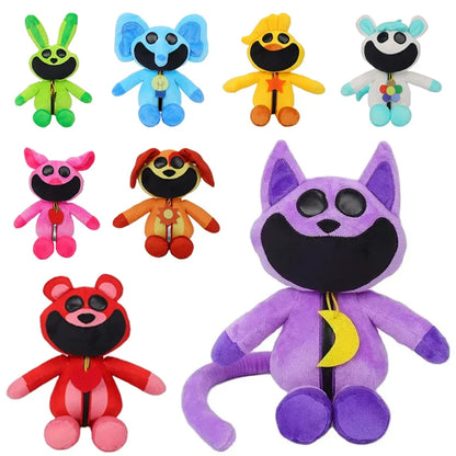 Kawaii Smiling Critters Plush Toy: Catnap Bearhug & Hopscotch, Soft Stuffed Doll Decoration - Perfect Gift for Kids!