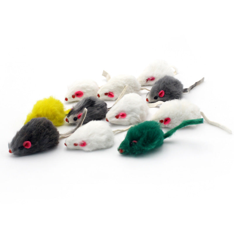 Premium Rabbit Fur Mouse Cat Toys: Interactive Feather Rainbow Ball & Fish Toy Set for Cats and Kittens
