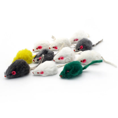 Premium Rabbit Fur Mouse Cat Toys: Interactive Feather Rainbow Ball & Fish Toy Set for Cats and Kittens