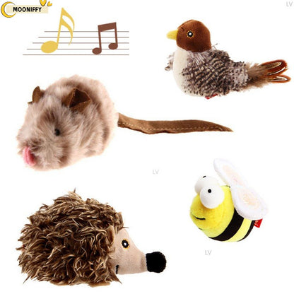 Interactive Pet Toy: Sparrow, Insect, and Mouse-Shaped Bird Simulation with Realistic Sound - Squeaky Plush Doll for Cat