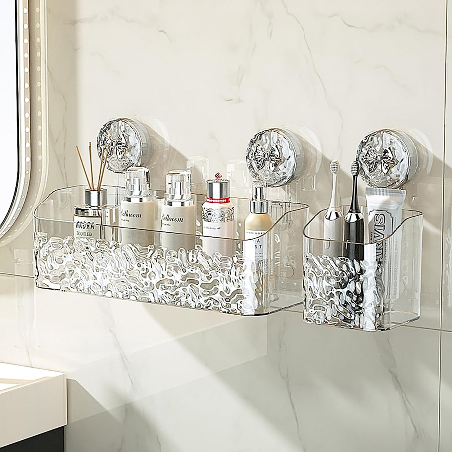 Light Luxury Style Glacier Pattern Suction Cup Shelf