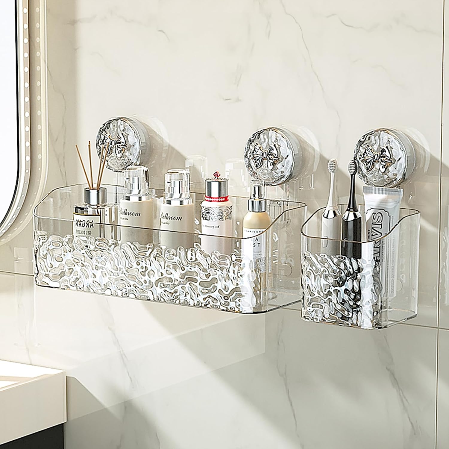 Light Luxury Style Glacier Pattern Suction Cup Shelf