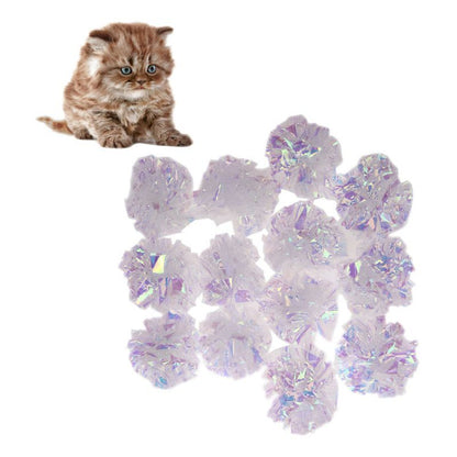 12Pcs Cat Mylar Crinkle Balls: Interactive Sound Toy for Cats