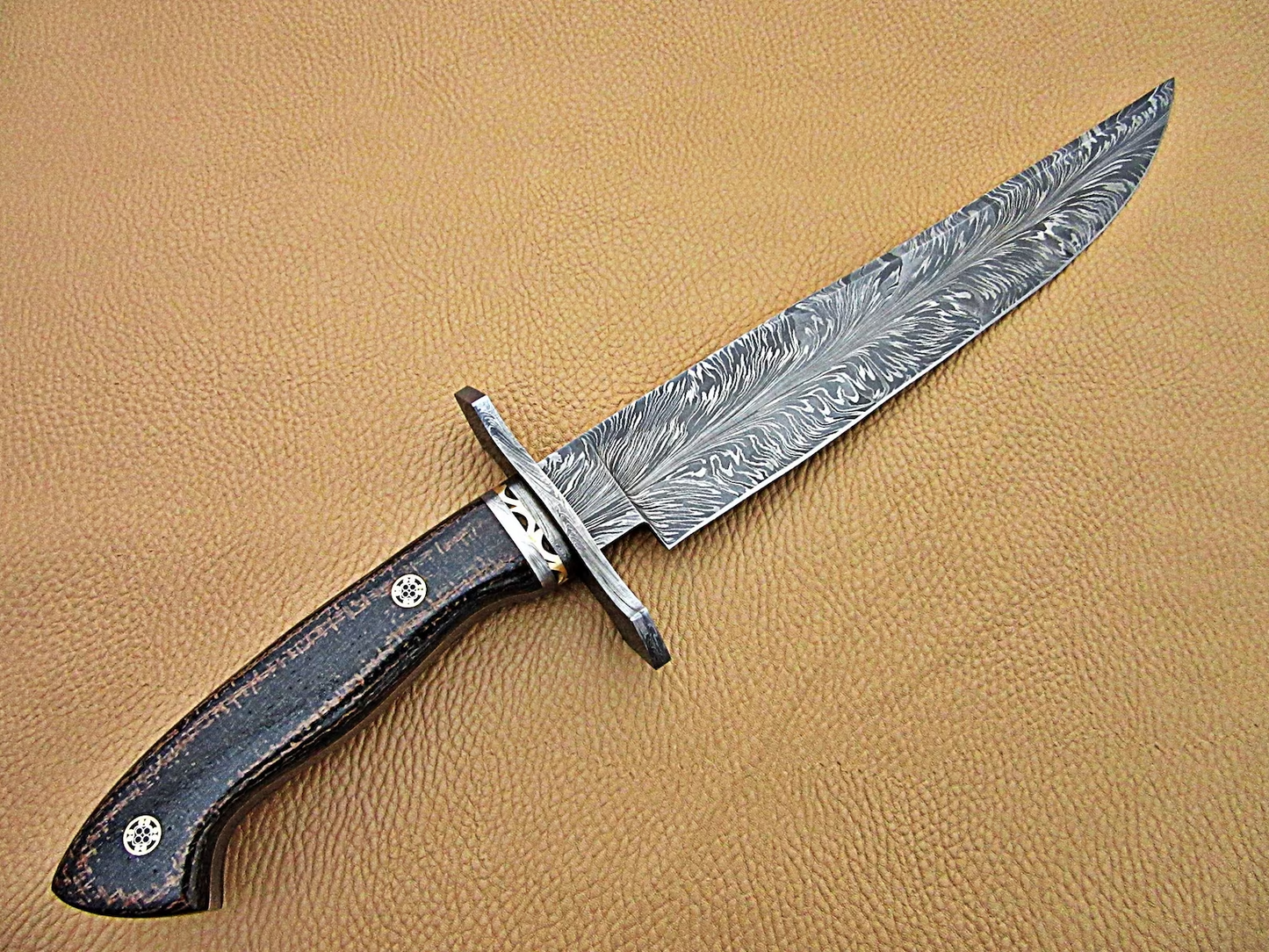 Custom Handmade Damascus Steel Skinner Knife Fixed Blade Knife Rose Wood Handle