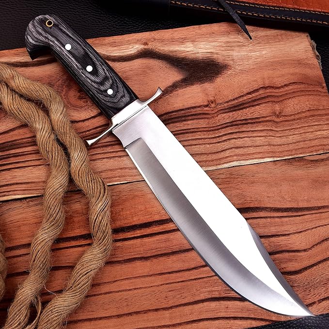 14-inch Bowie Knife, Full-tang Fixed Blade, Black Handle Hunting Knife Camping, Hiking, Survival Sheath