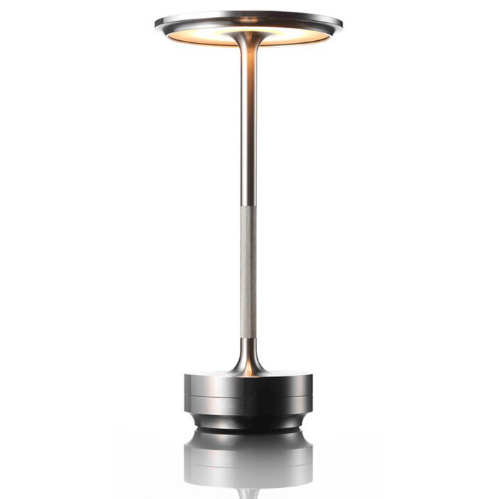 Metallic Cordless Rechargeable Waterproof Table Lamps silver