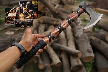 19" Inches Ragnar Lothbrok Axe with Leather Sheath camping and Forest Hunting Hatchet Gift for HIM