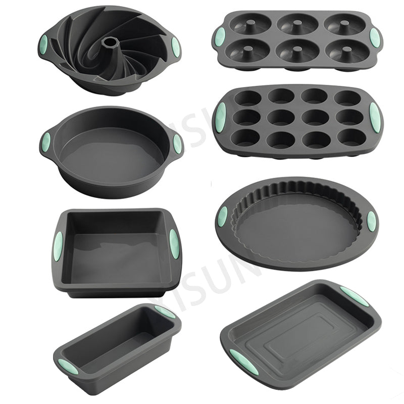 Heat resistant silicone loaf bread muffin donut cake baking tray oven baking pan silicone bakeware set Silicone Cake Pan