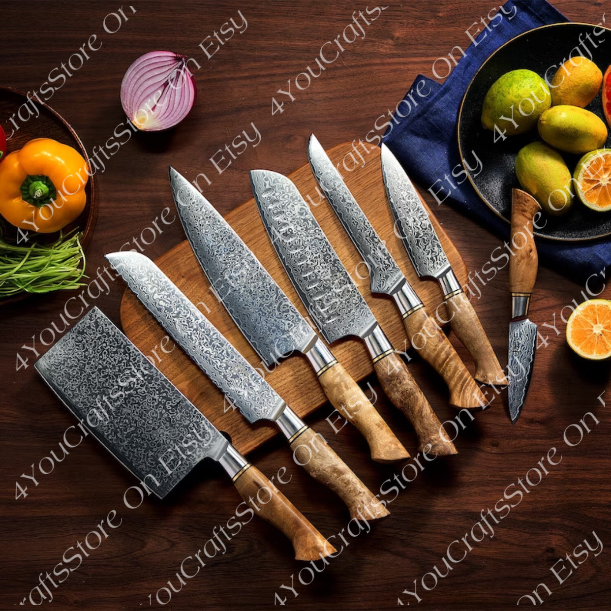 Professional Kitchen Chef Knives , Damascus Steel Knives Set , Best For Kitchen Collection, Best Gift For Mom