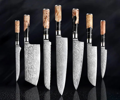 Professional Chef Knives Set , Damascus Steel Knives Set , Best For Cooking, Valentines Gift For Her , Anniversary Gift