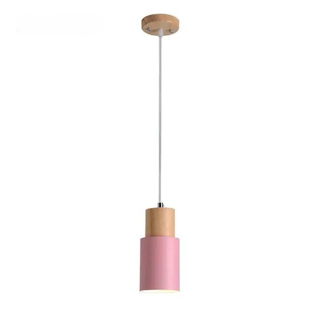 Designer Nordic Wooden Base Hanging Light pink