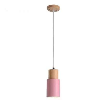 Designer Nordic Wooden Base Hanging Light pink