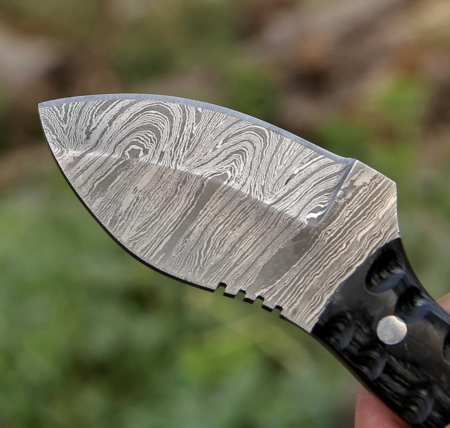 Handmade Neck knife Damascus Steel Full Tang knife 5 Inche Mini fixed blade knife Bushcraft knife Camping Hunting