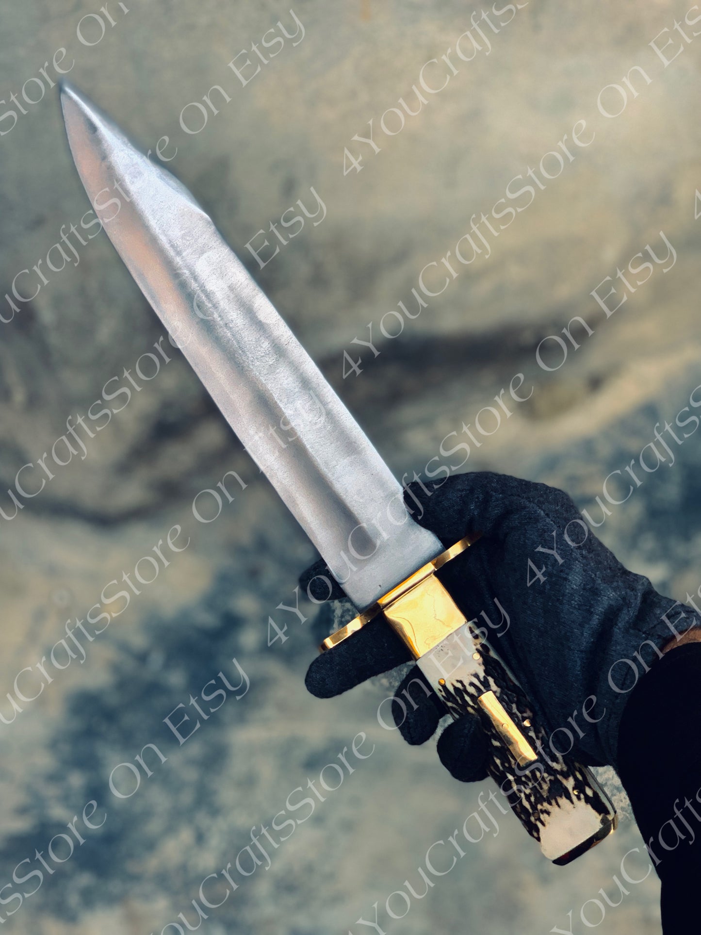 Handmade Hunting Bowie Knife , Carbon Steel Blade , Best Gift For Him , Christmas Gift , Gift For Boyfriend