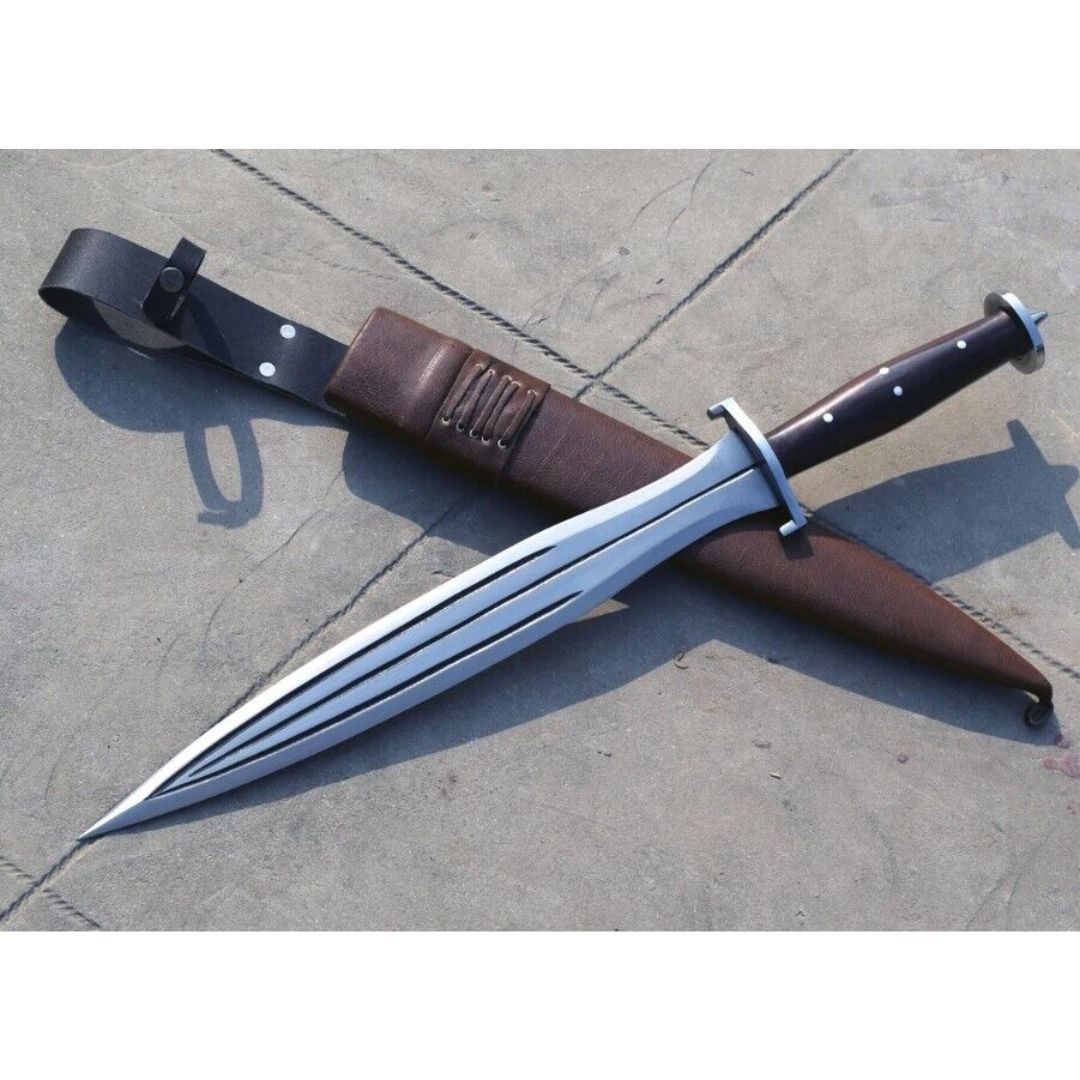 Double Edged Short Sword Full Tang Survival Outdoor Camping With Special Cover
