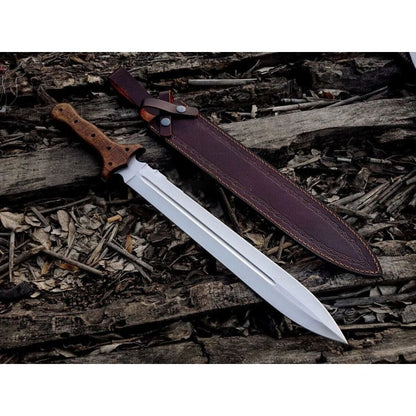 Full Tang Handmade Sword D2 Tool Steel Hunting Fixed Blade Sword Viking Outdoor