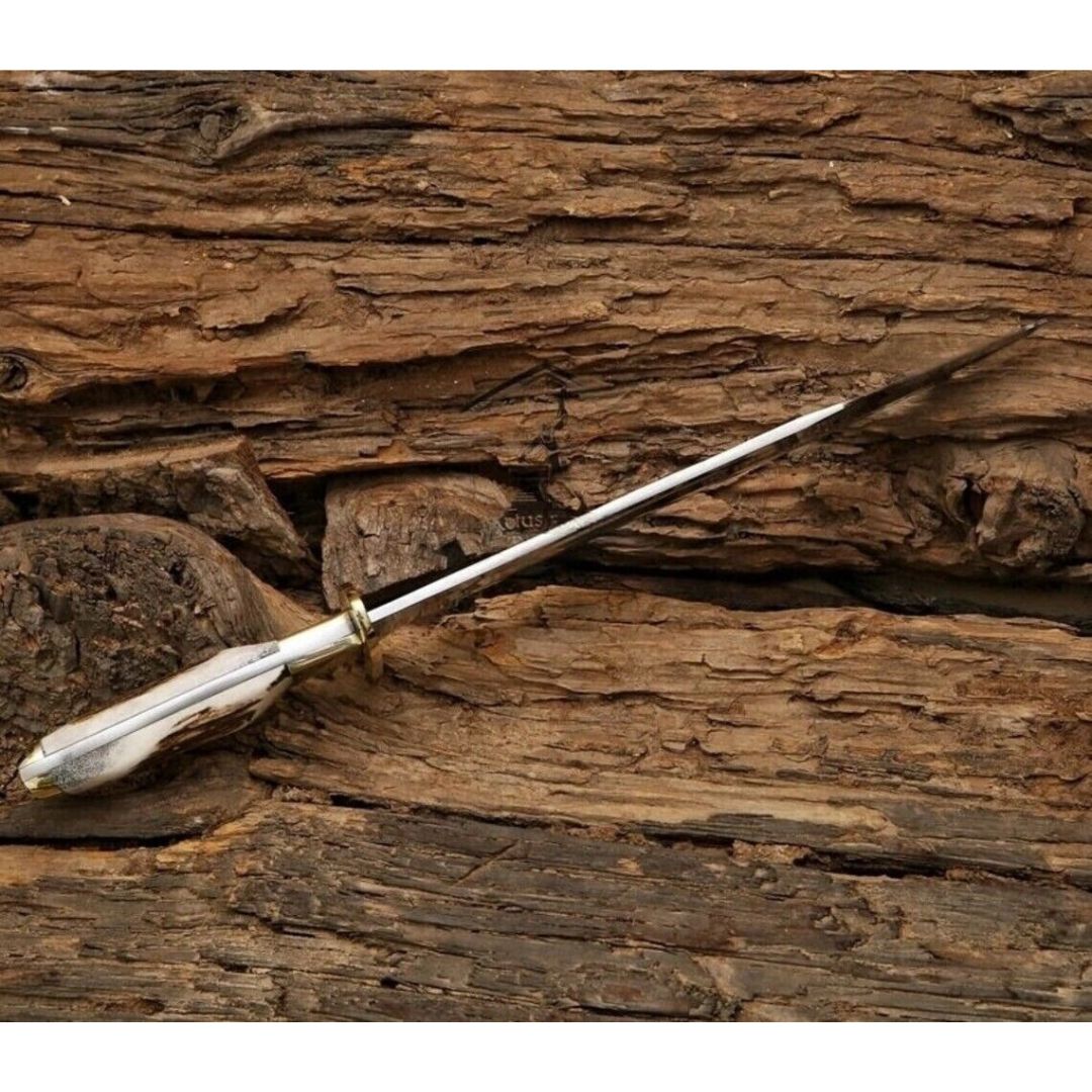 Stag Antler Custom Handmade Bowie Knife Fixed Blade D2 Tool Steel Survival Out (2).jpg