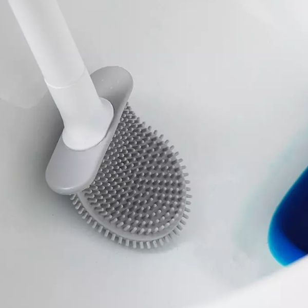 Wall-Mounted Silicone Toilet Brush with Quick-Dry Holder