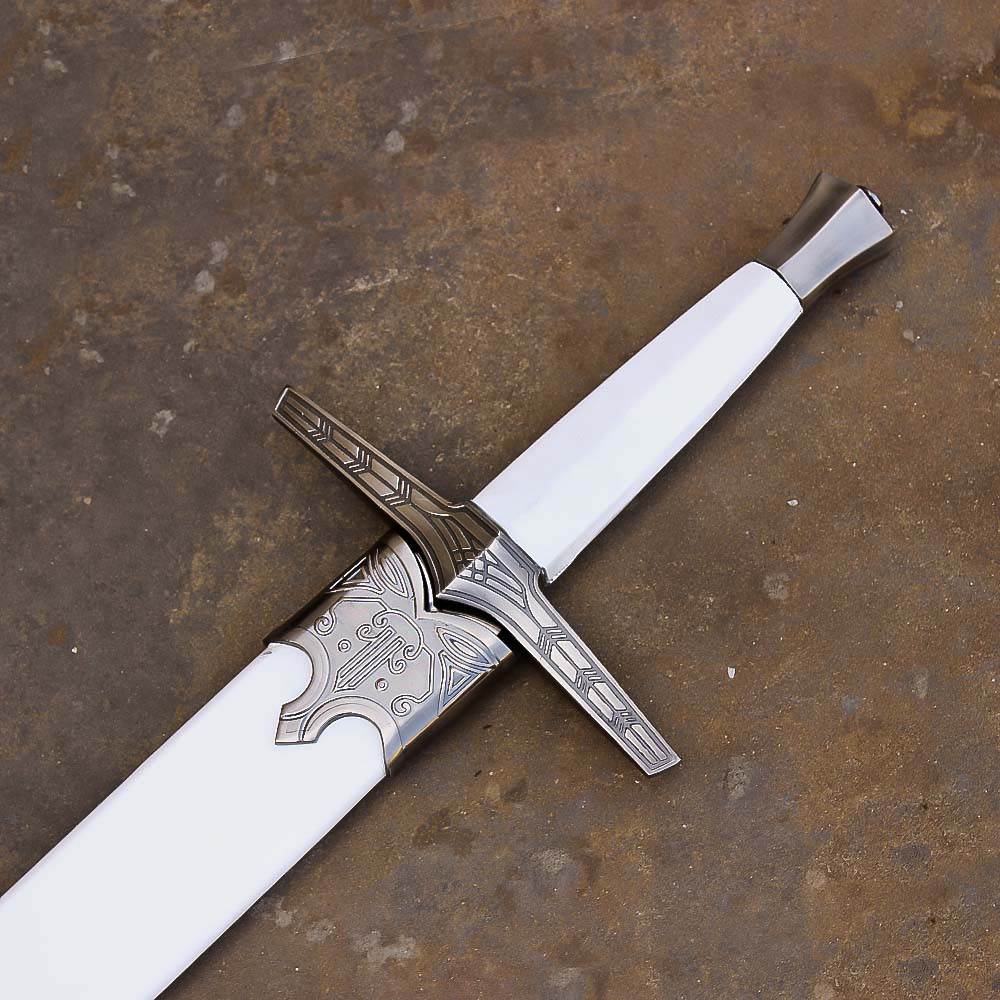 Engraved White Witcher Sword