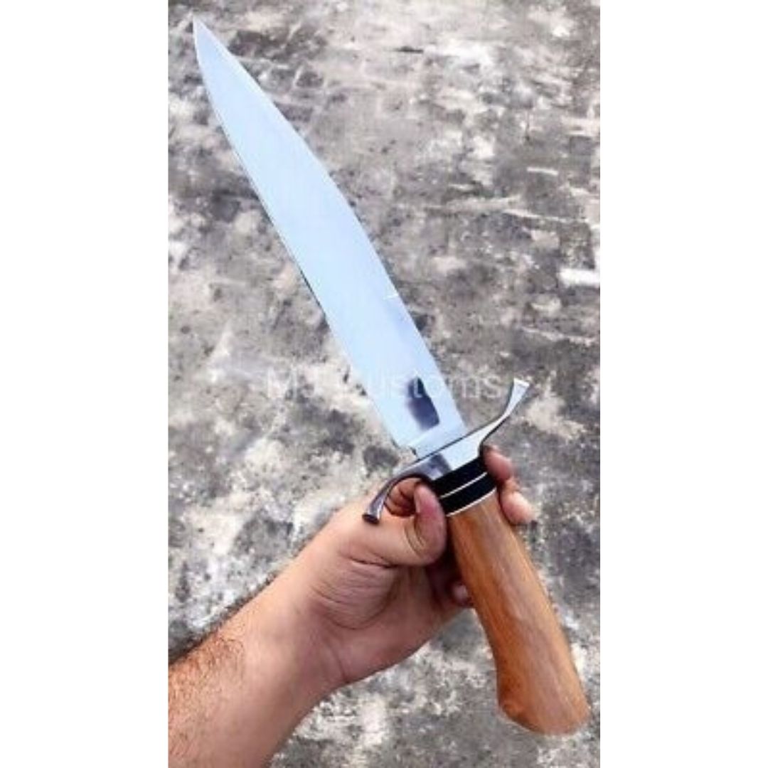 Custom Handmade Hunting Bowie Knife D2 Tool Steel Mirror Polished Survival Knife