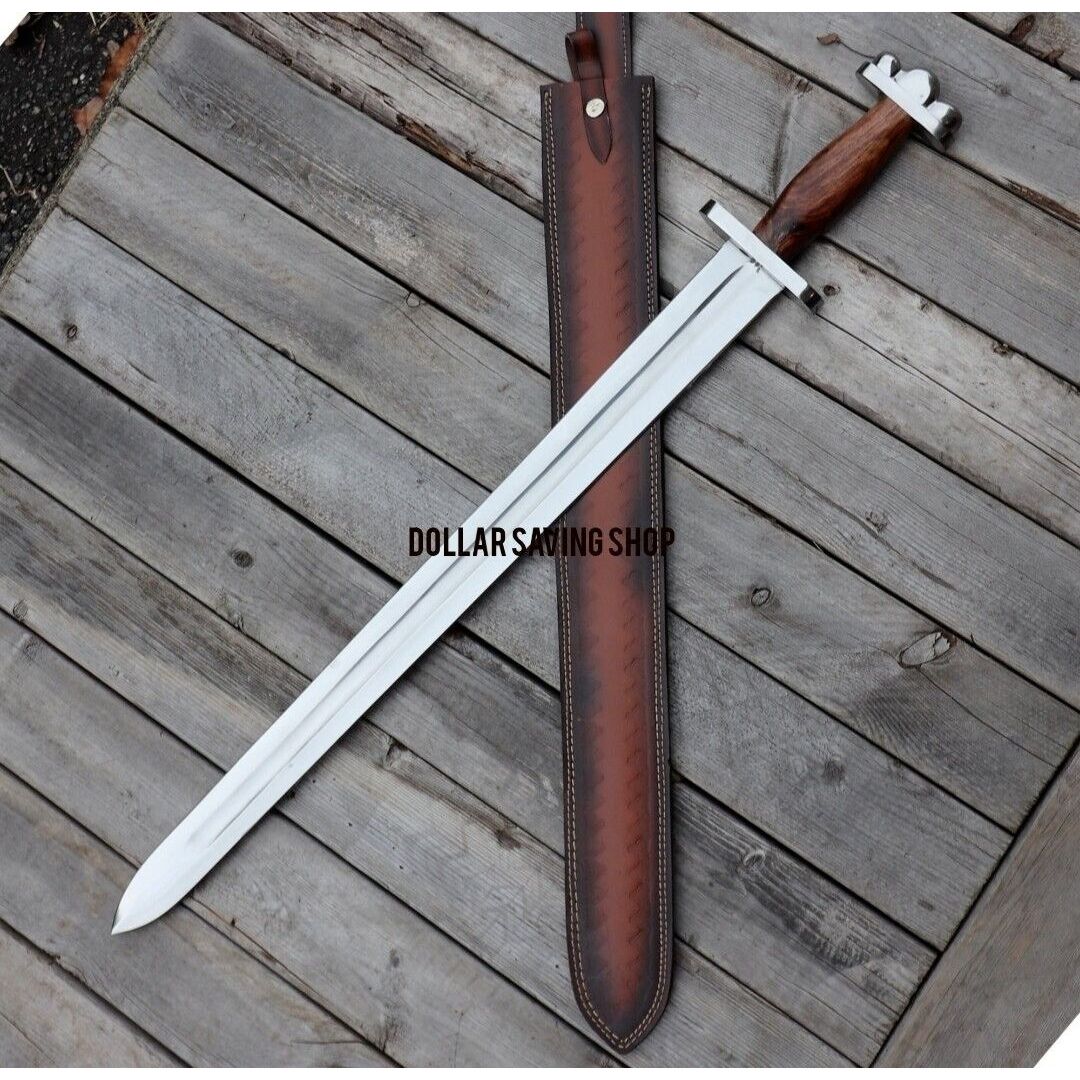 Double Edged Custom Handmade Sword D2 Tool Steel Mirror Polished Viking Sword