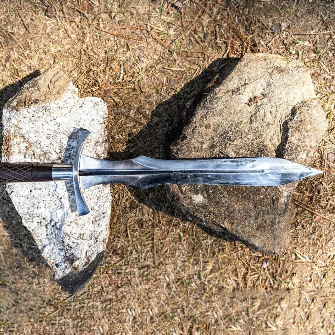 Custom Handmade Sword Double Edged Sword D2 Tool Steel Viking Outdoor Sword Edge (7).jpg