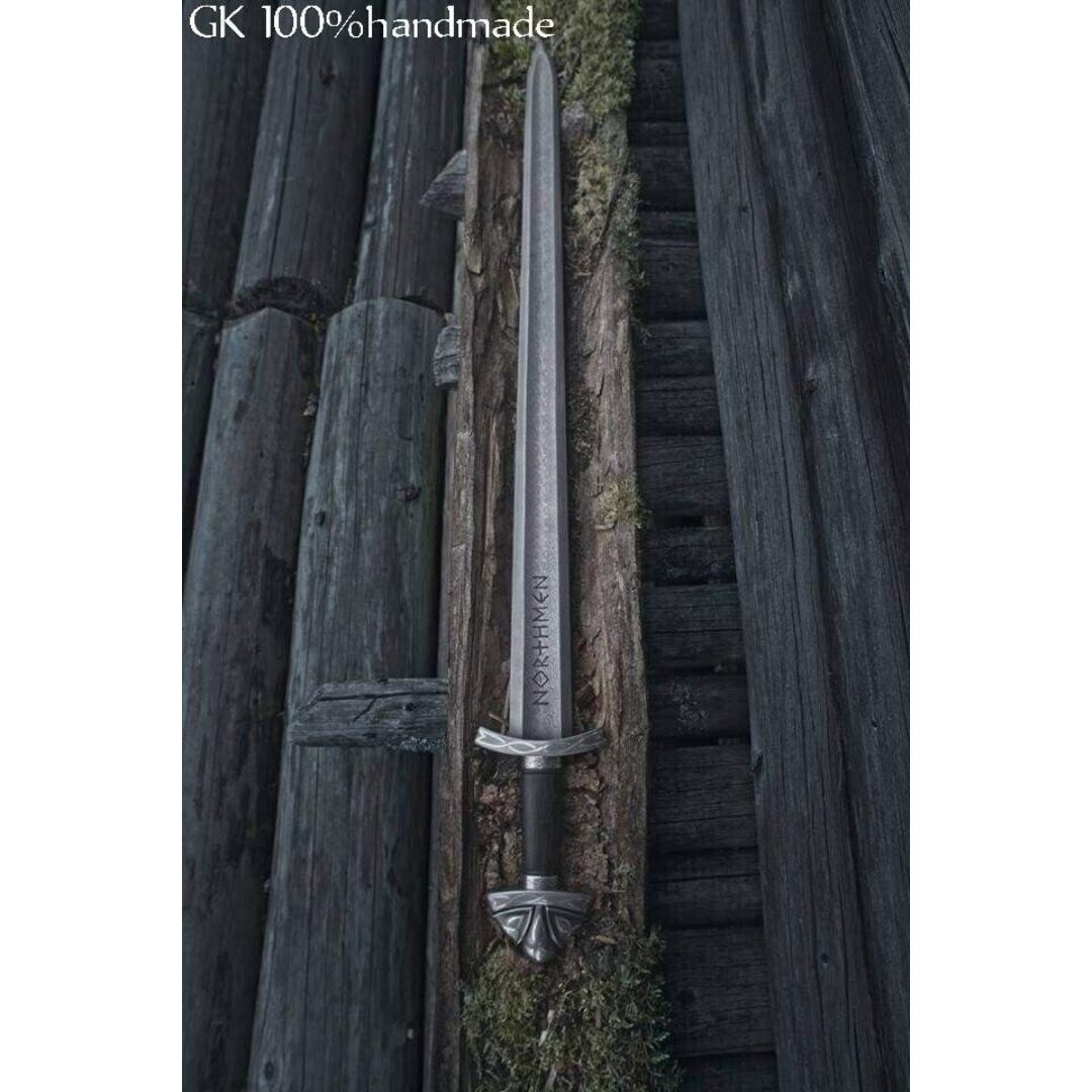 Forged Handmade Sword Damascus Steel Viking Sword Survival Double Edged Sword