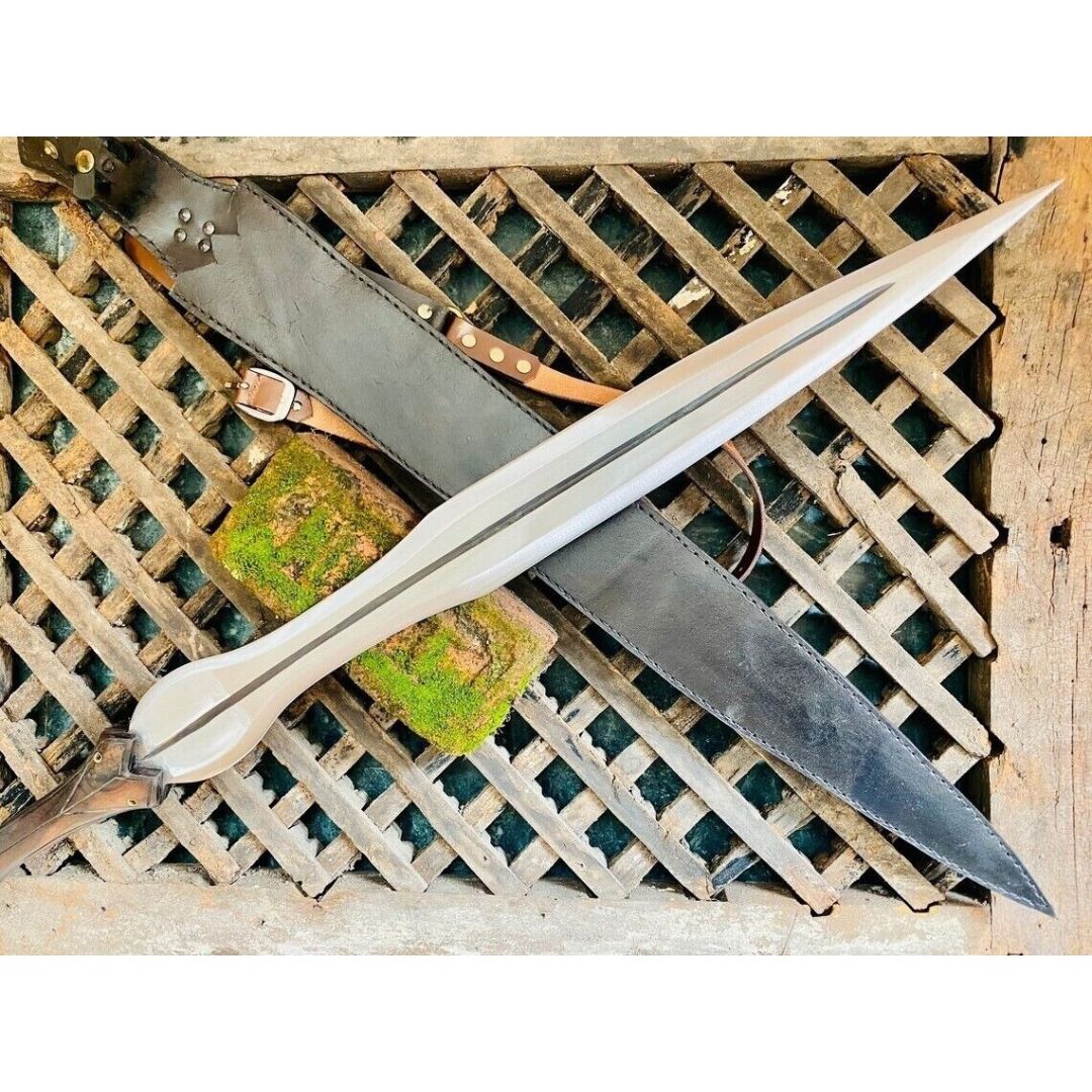 Full Tang Custom Handmade Sword D2 Tool Steel Survival Sword Double Edged Viking (5).jpg