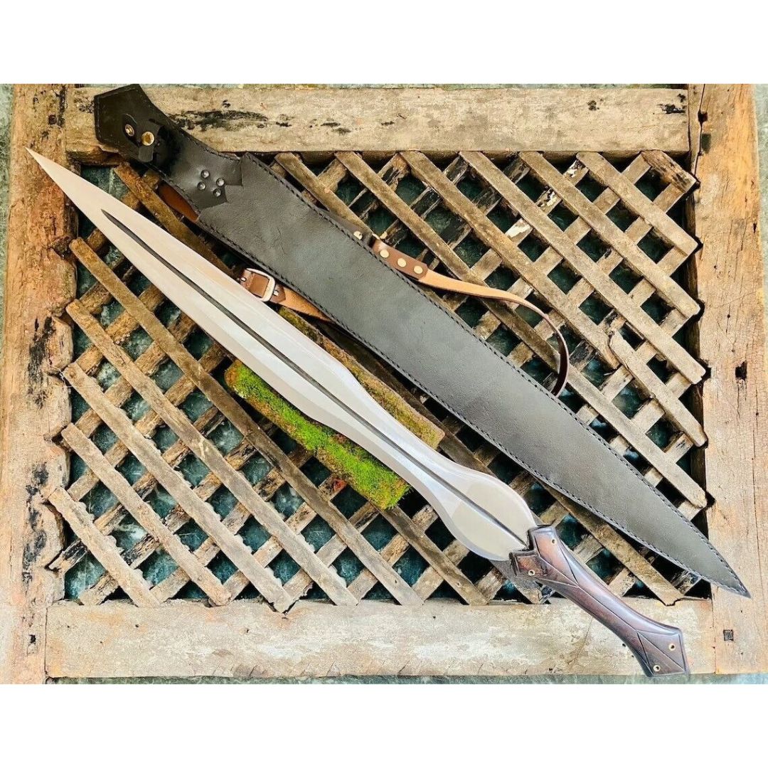 Full Tang Custom Handmade Sword D2 Tool Steel Survival Sword Double Edged Viking (6).jpg