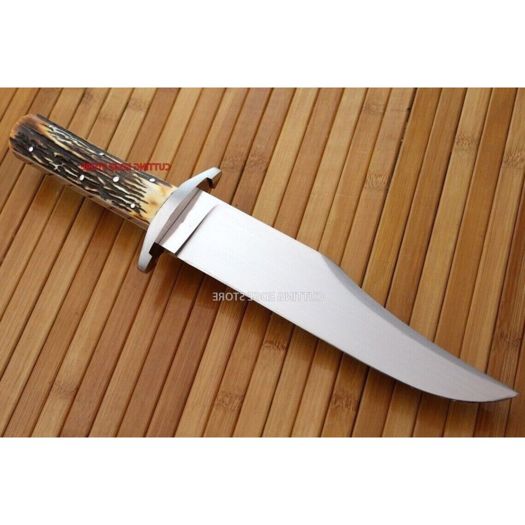 Stag Antler Hunting Bowie Knife Custom Handmade Knife Survival Outdoor Bowie