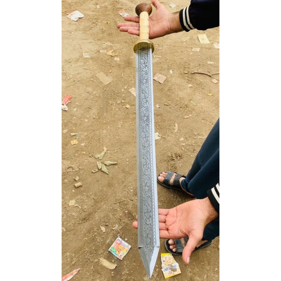 Gladius Sword Custom Handmade Double Edge Sword Camel Bone Handle Viking Sword