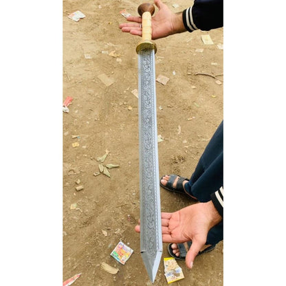 Gladius Sword Custom Handmade Double Edge Sword Camel Bone Handle Viking Sword