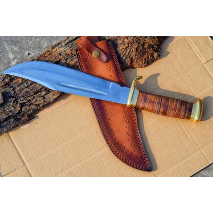 Crocodile Dundee Bowie Knife Custom Handmade Bowie Leather Handle D2 Mirror Poli (3).jpg