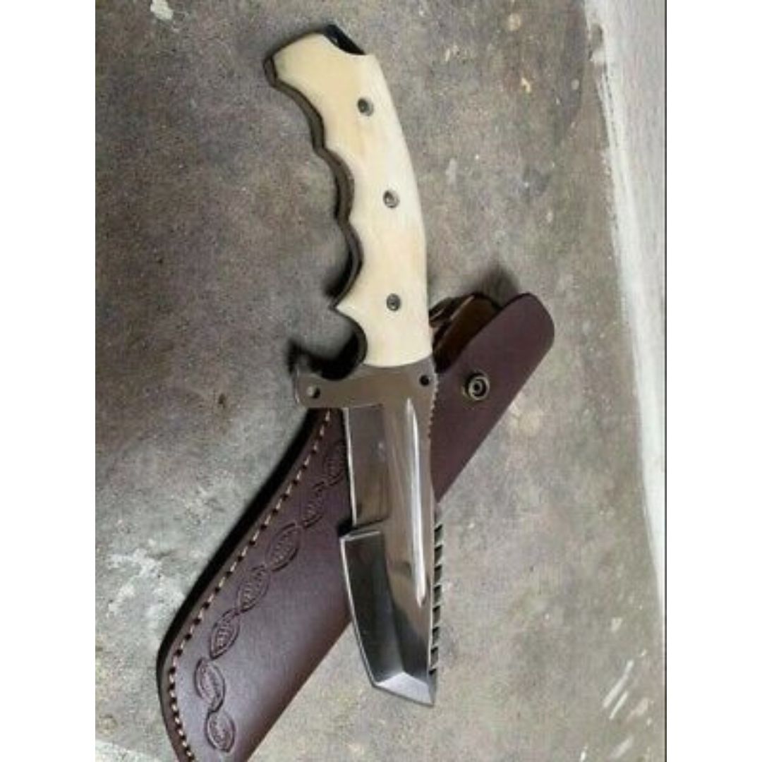 Tracker Knife Custom Handmade Tracker Camel Bone Handle Full Tang Mirror Polish (1).jpg
