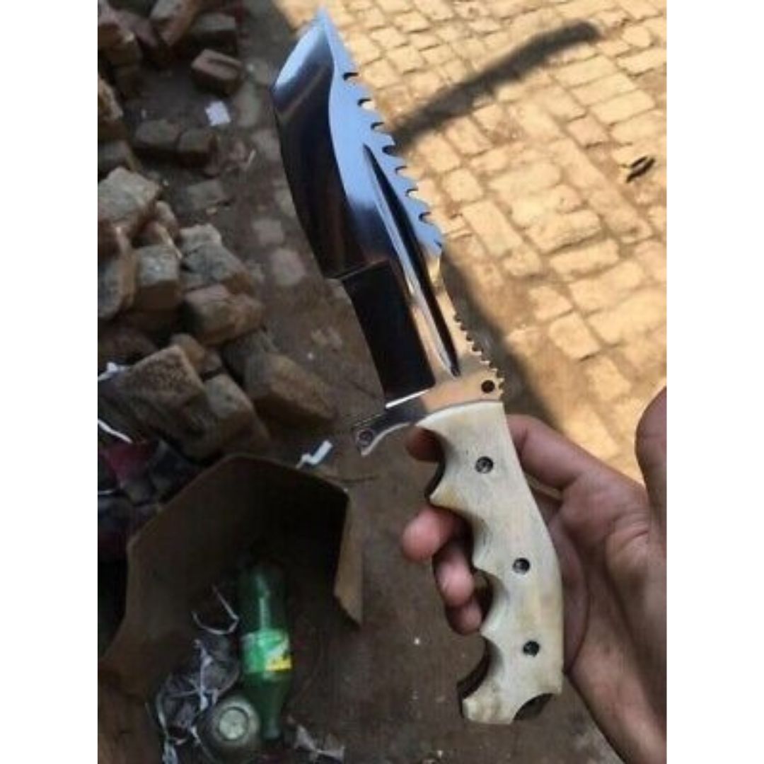 High Forged Tracker Knife Custom Handmade Tracker Camel Bone Handle Full Tang