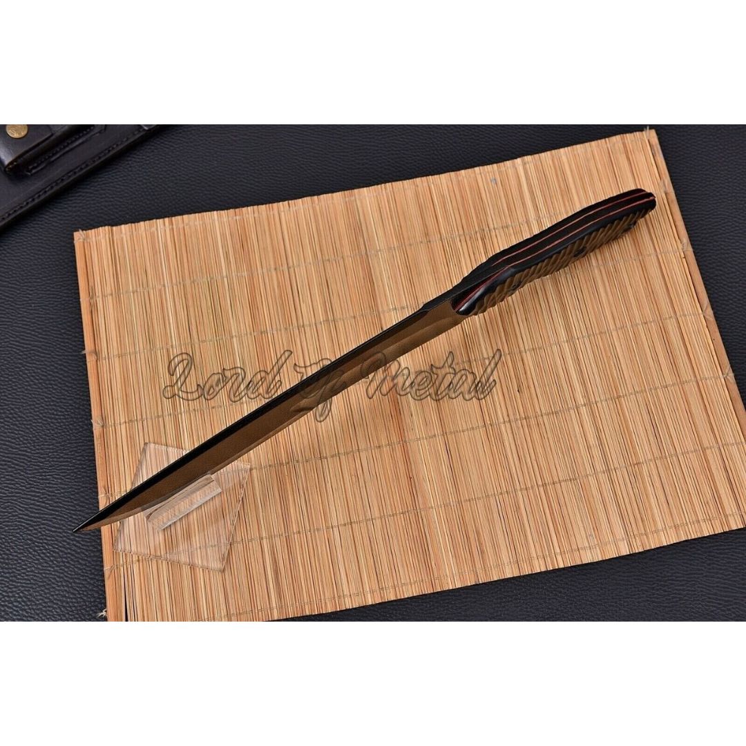 Fixed Blade Black Coated Bowie Knife Custom Handmade Bowie Full Tang Hunting Kni (1).jpg