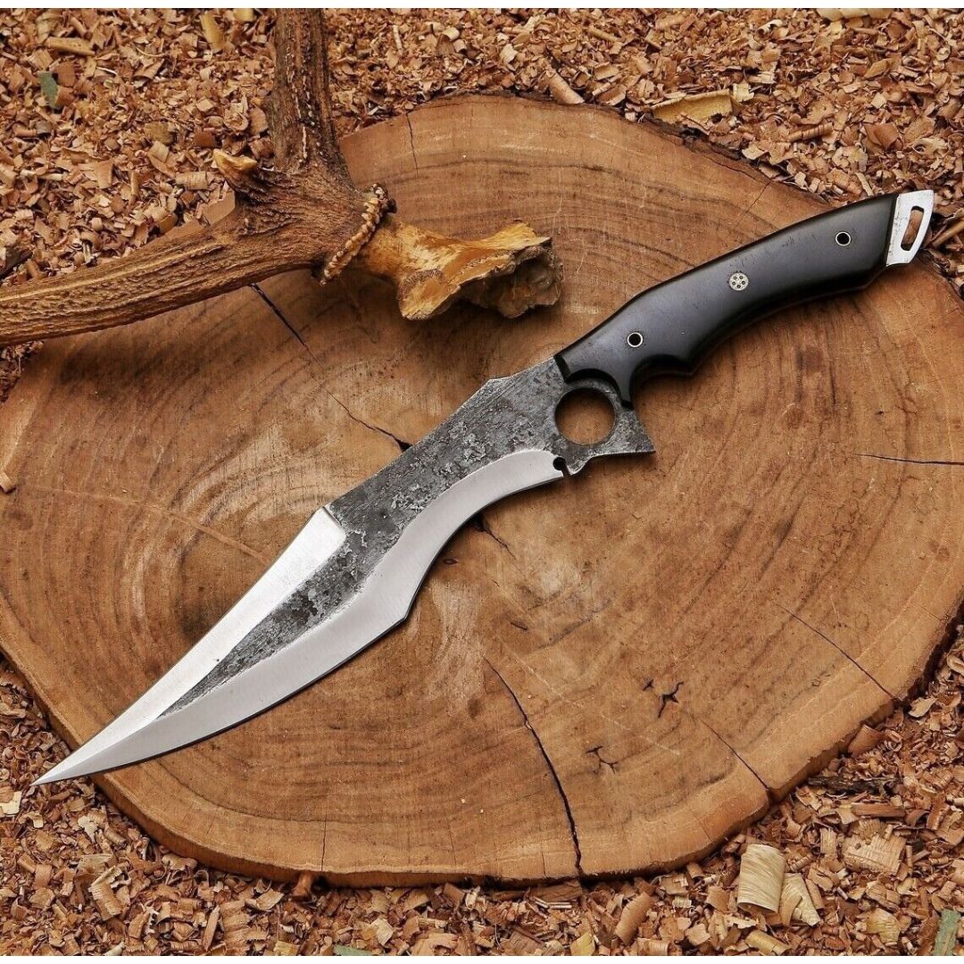 Carbon Steel Forged Hunting Knife Custom Handmade Bowie Knife Full Tang Survival (2).jpg