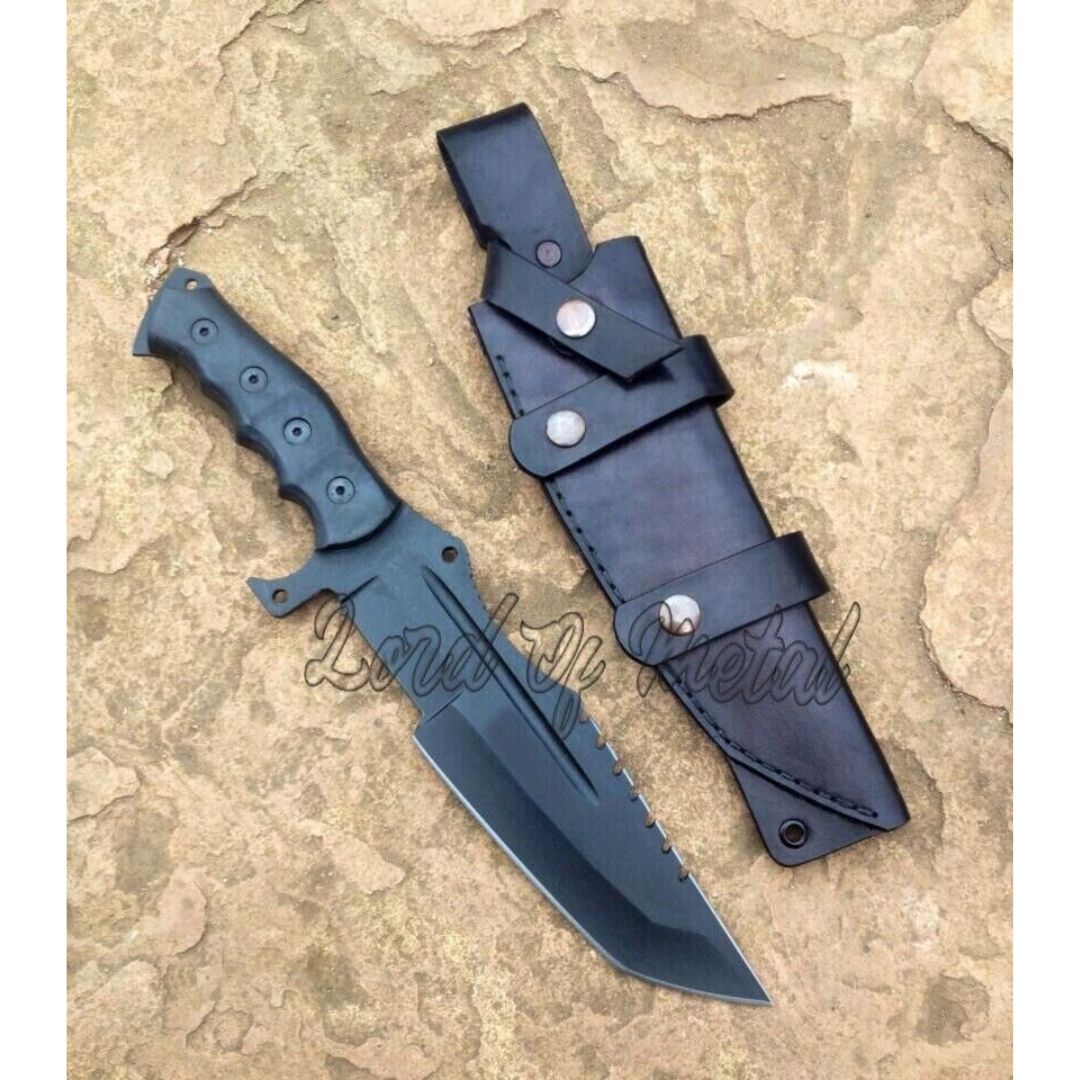 Black Tracker Knife Full Tang Custom Made Carbon Steel Tracker Hunting Survival