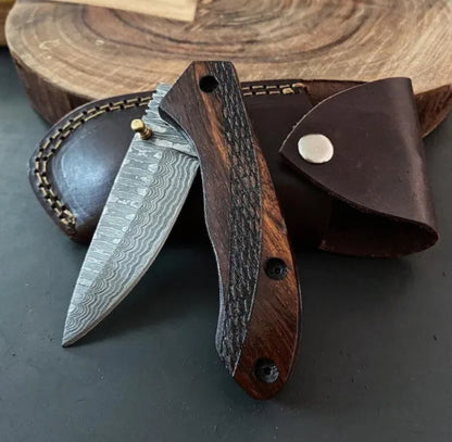 HANDMADE DAMASCUS STEEL SURVIVAL CAMPING OUTDOOR HUNTING KNIFE WITH ...