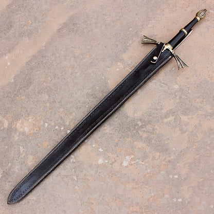Hand Forged Decorative Sword  Etched Stainless Steel Blade w Plaque